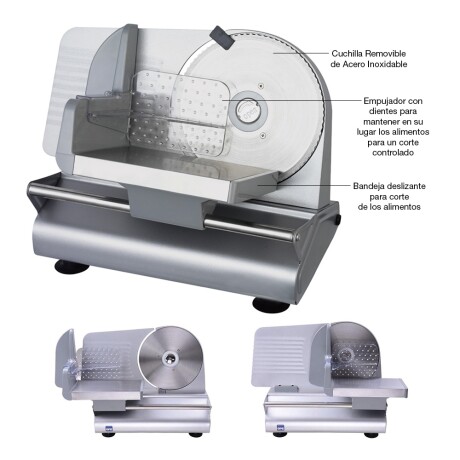 Cortadora Eléctrica de Fiambres Carnes con Espesor Ajustable Plateado