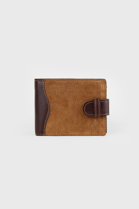 Billetera Jacinto con Pasador Camel con Marrón