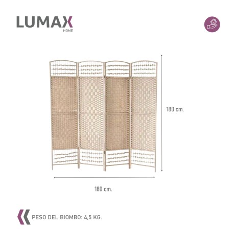 Biombo separador de rattan 1.8 mts Beige