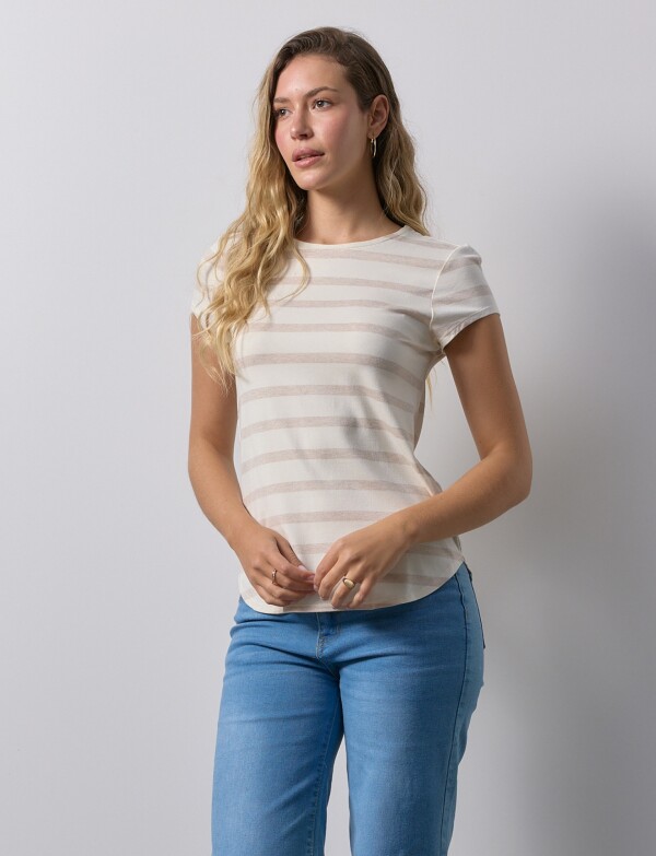 Remera Modal Lineas BEIGE