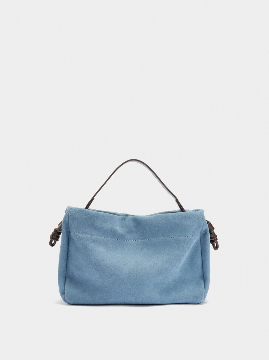 Bolso De Mano Con Piel Ante - azul 