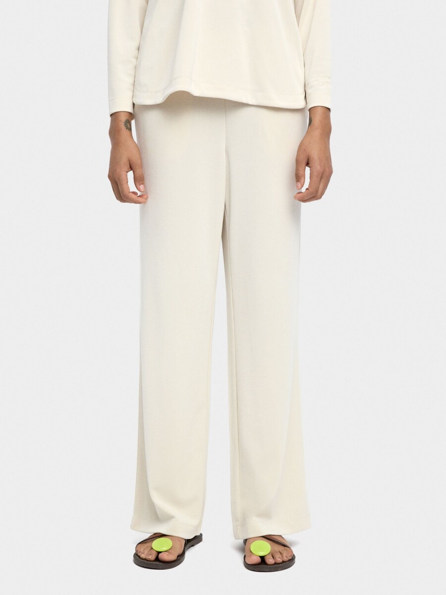 Pantalón Fluido Con Cintura Elástica Toque Suave blanco