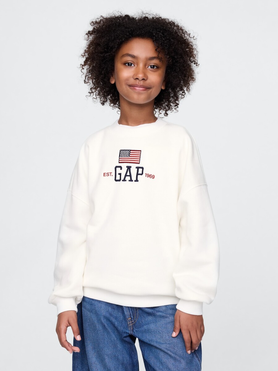 Buzo Deportivo Logo Gap Niña - New Off White Opt1 