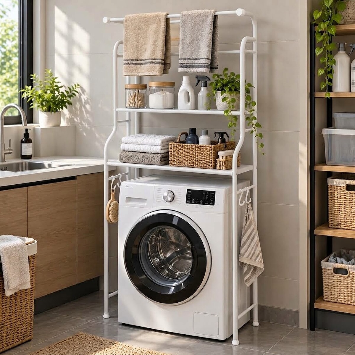 Estante Organizador Lavarropas O Baño Inodoro Mueble Metal IMBACK Color Blanco 