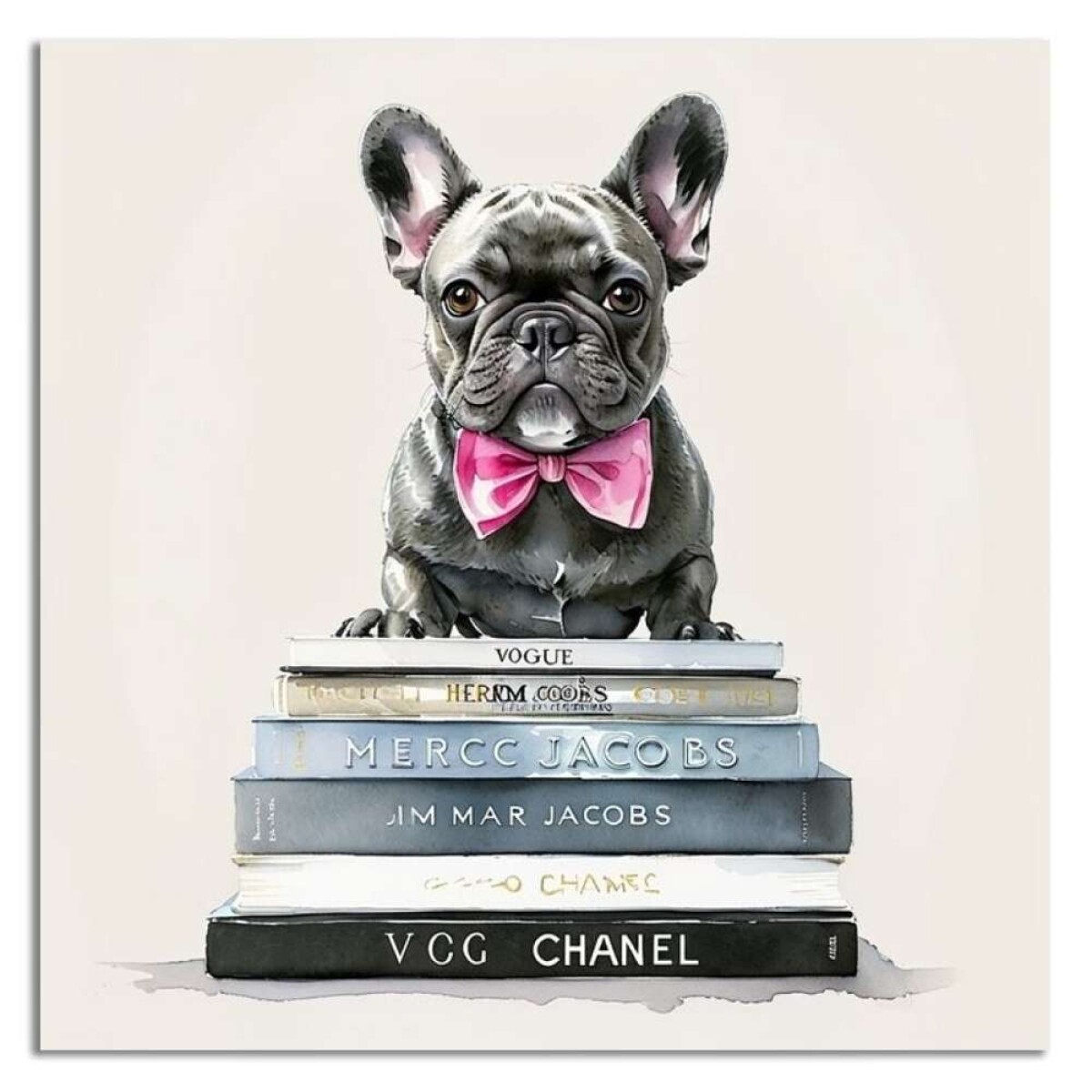 Cuadro Canvas 40X40Cm Perro Bulldog Negro 2 