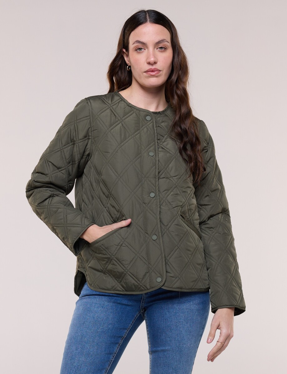 Campera Matelassé Broches A Presión - Oliva 