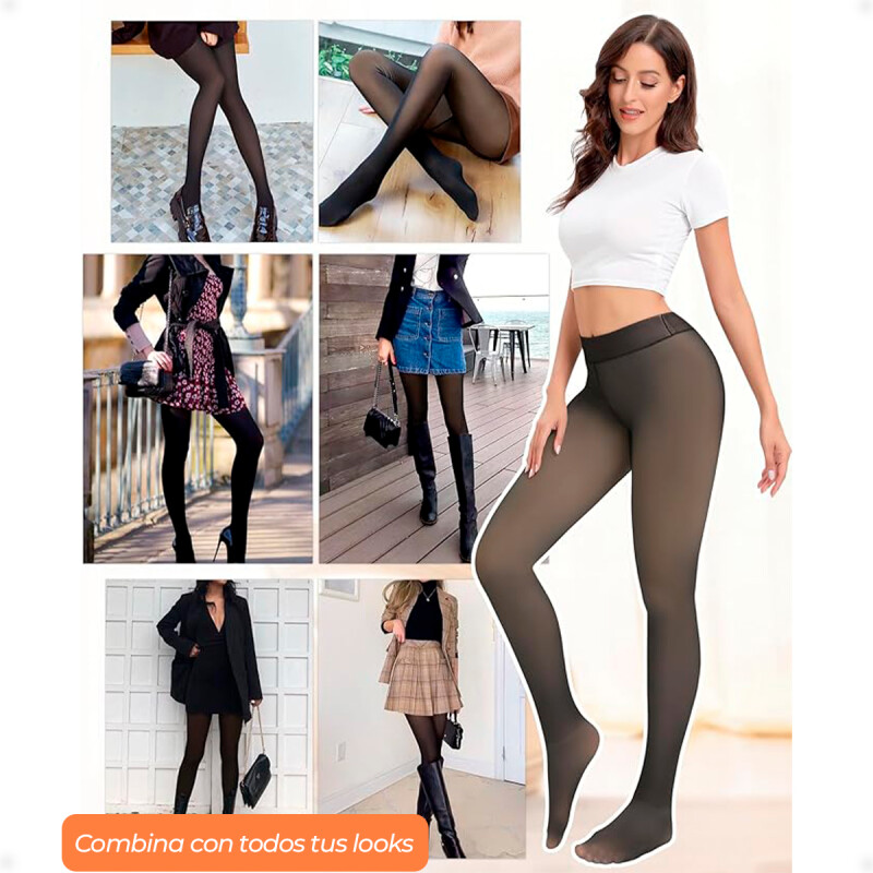 Medias Panty Térmica Con Efecto Piel Negro L-XL