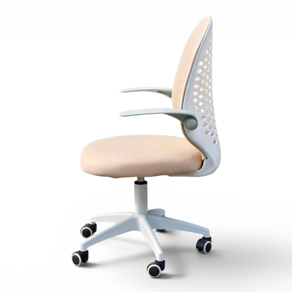 SILLA DE OFICINA ERGONÓMICA GIRATORIA CON RUEDAS ASIENTO REGULABLE BEIGE