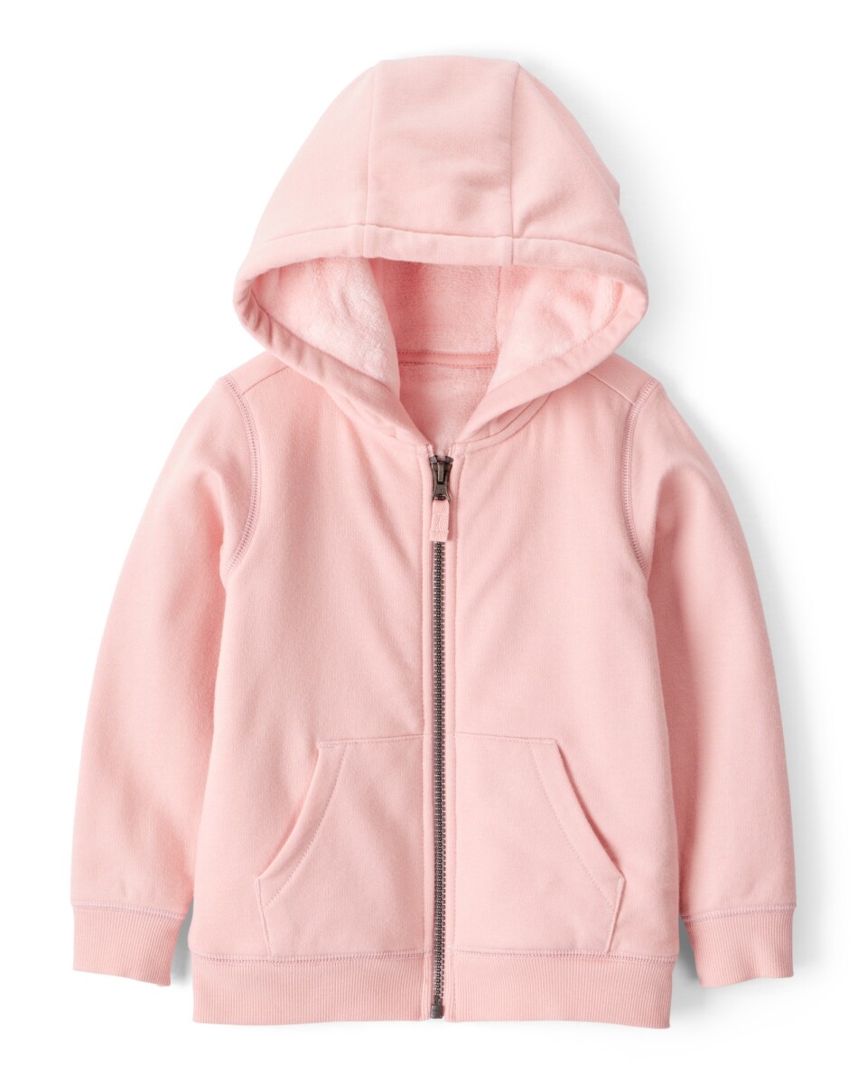 Campera de algodón con forro polar, rosa 