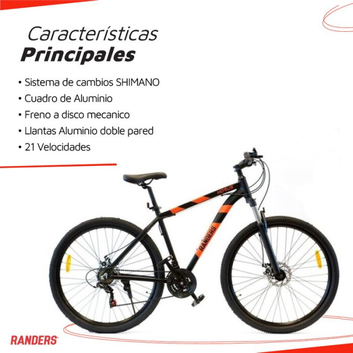 Bicicleta Montaña BKE-2129 Negro con Rojo