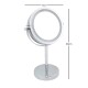 Espejo maquillaje de pie aumento doble cara luz led PLATA