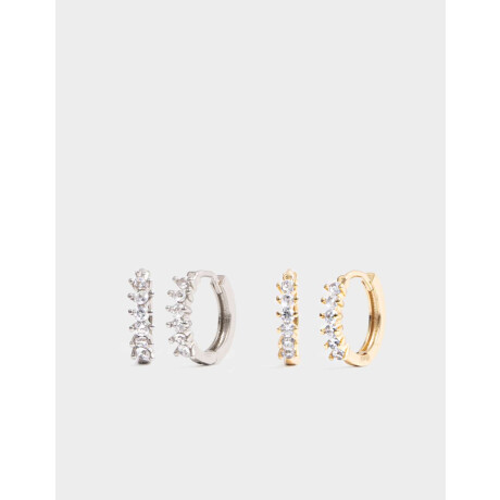Aros Argollas Set Premium Silver Combinacion Bicolor