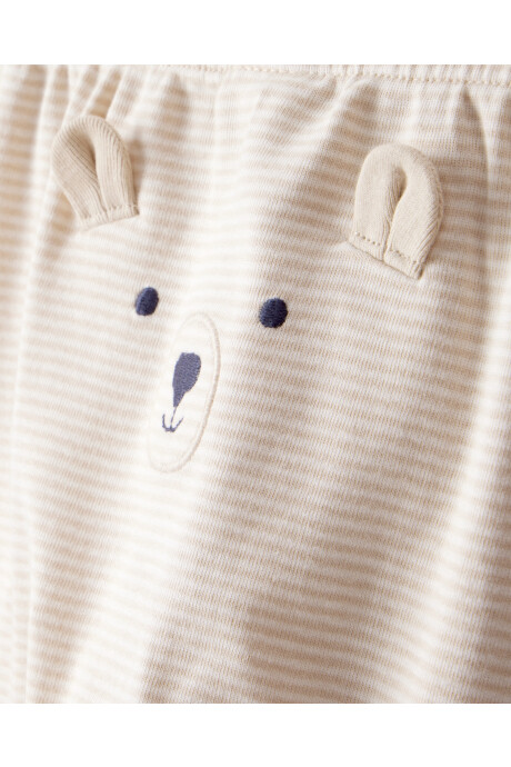 Set tres piezas de algodón, pantalón y dos bodies, diseño osos Sin color