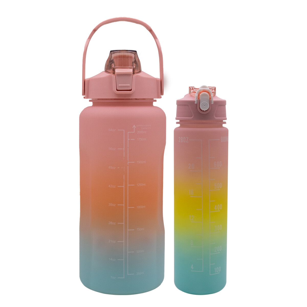 Kit Botella Motivadora 2lts + Botella 800ml Con Stickers - Con tapa rosa 