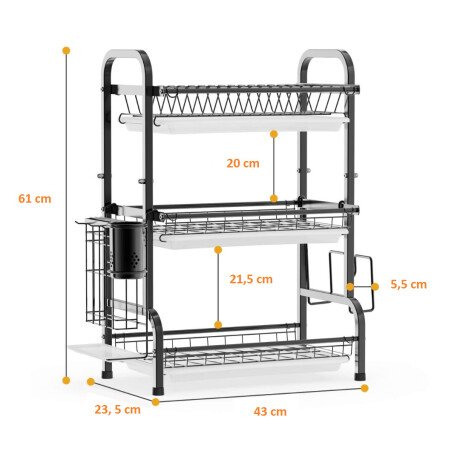 Escurridor de Platos Metálico 3 Niveles Sobre Mesada 810-3 001