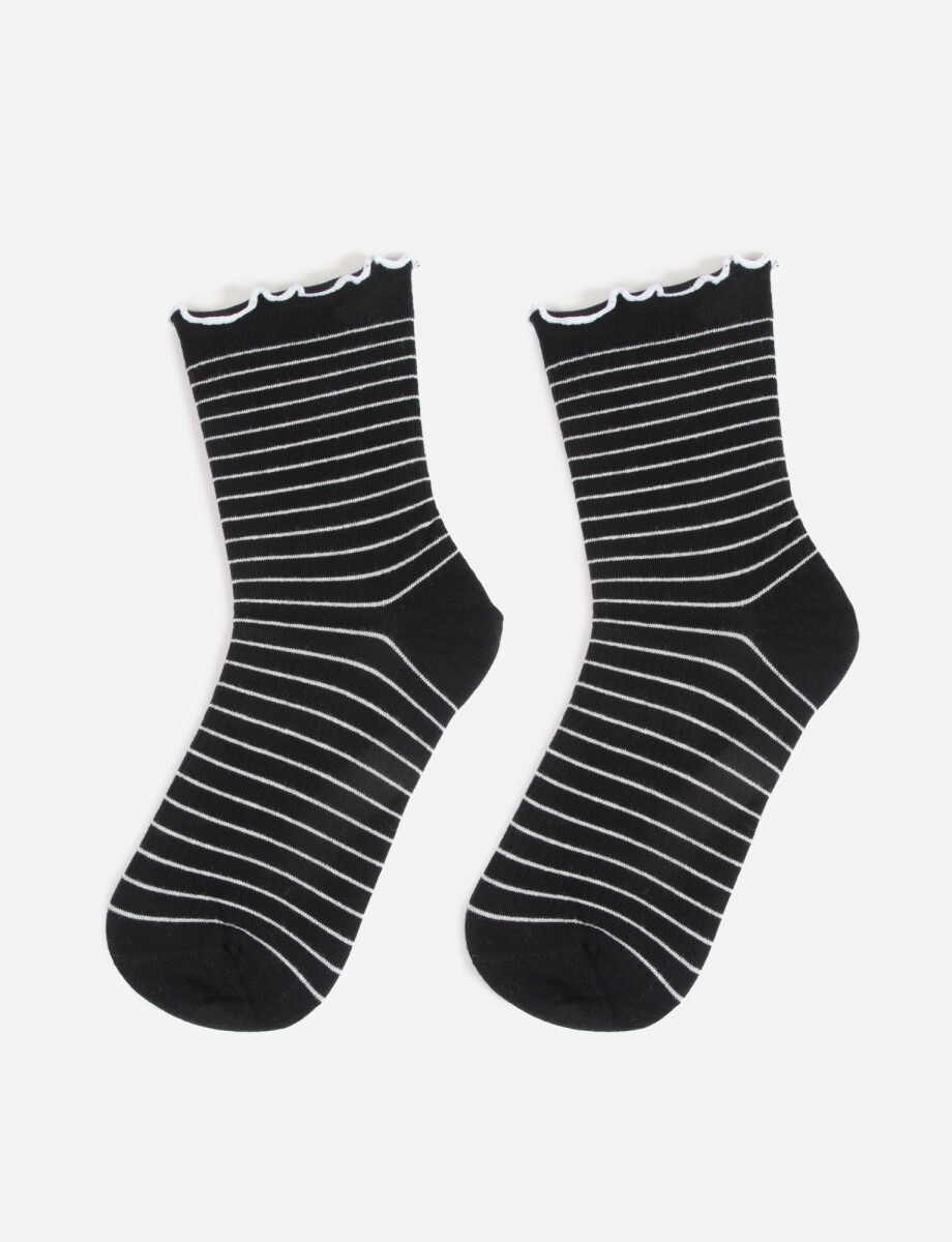 Medias rayadas con terminación wavy - negro 