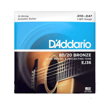ENCORDADO FOLK DADDARIO EJ36 80/20 BRONZE 010 12ST ENCORDADO FOLK DADDARIO EJ36 80/20 BRONZE 010 12ST