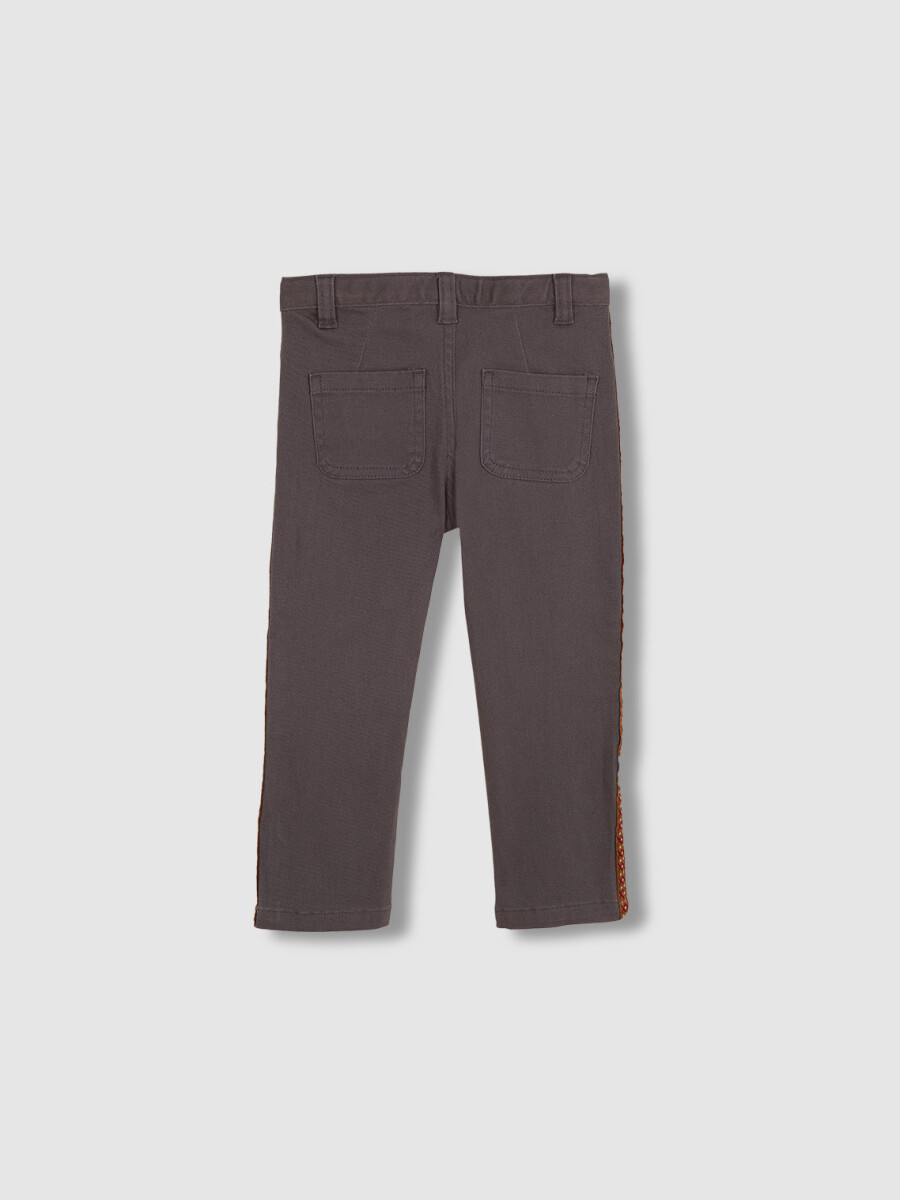 Pantalon Campana Con Cinta Lateral Gris Marengo