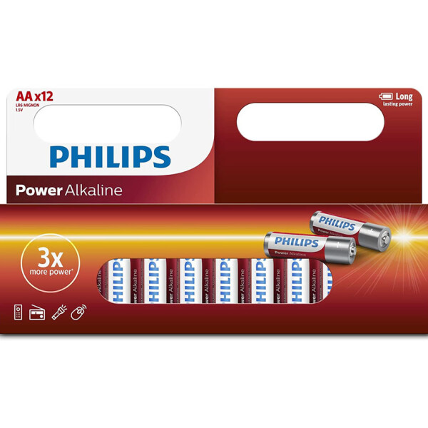 Pilas Alcalinas AA Philips Blíster Pack de 12 Unidades Pilas Alcalinas AA Philips Blíster Pack de 12 Unidades