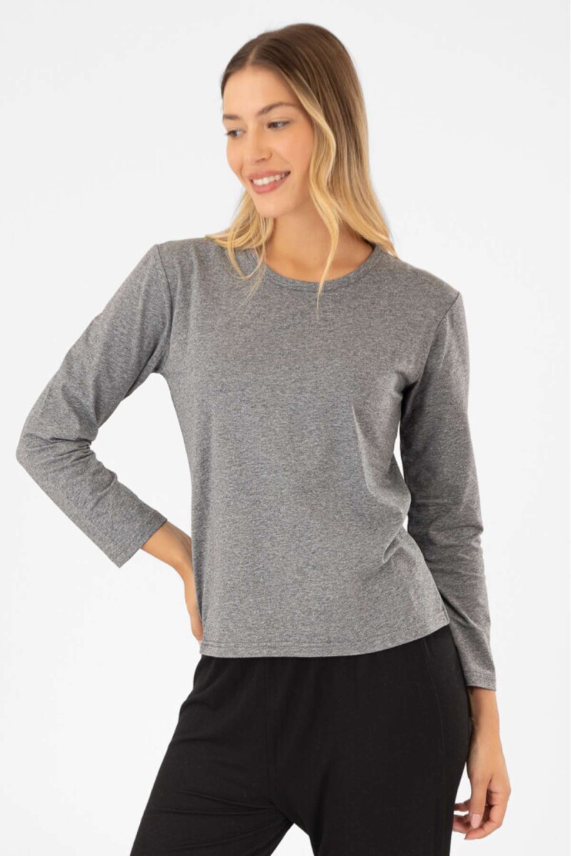 Remera algodón elastano - Gris melange 