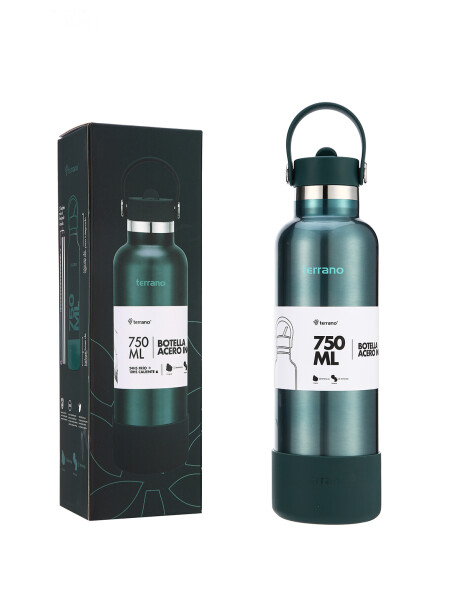 Botella Térmica con Pico 750mL. Verde Metalizado