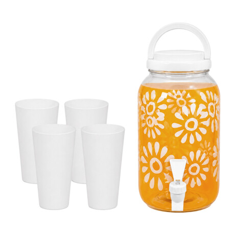Dispensador plastico con canilla 3.5l + 4 vasos 600ml Dispensador plastico con canilla 3.5l + 4 vasos 600ml