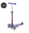 Monopatín Micro Mini Deluxe LED Ajustable con 3 Ruedas Purpura