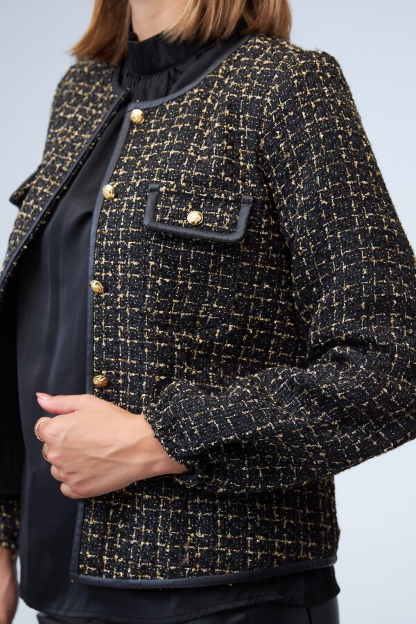 Chaqueta Tweed NEGRO/DORADO