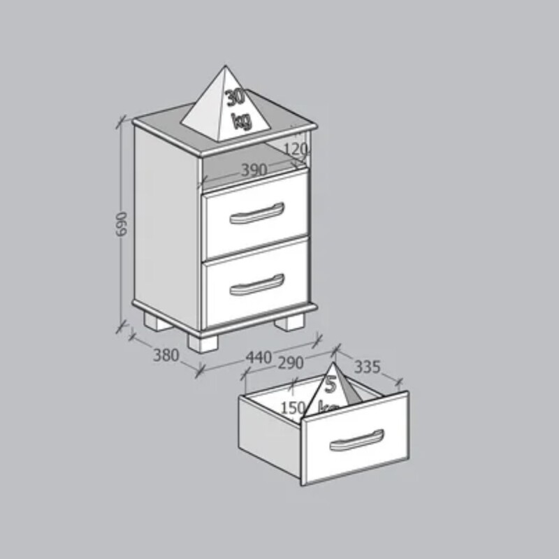 Mesa de Luz 2 Cajones Línea Dorada Finestra 100% Madera Maciza Mesa de Luz 2 Cajones Línea Dorada Finestra 100% Madera Maciza
