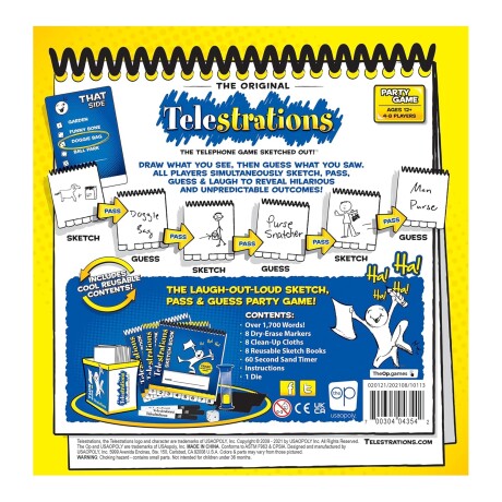 Usaopoly - Juego de Mesa Telestrations - +12. 4 - 8 Jugadores. Idioma Español. 001