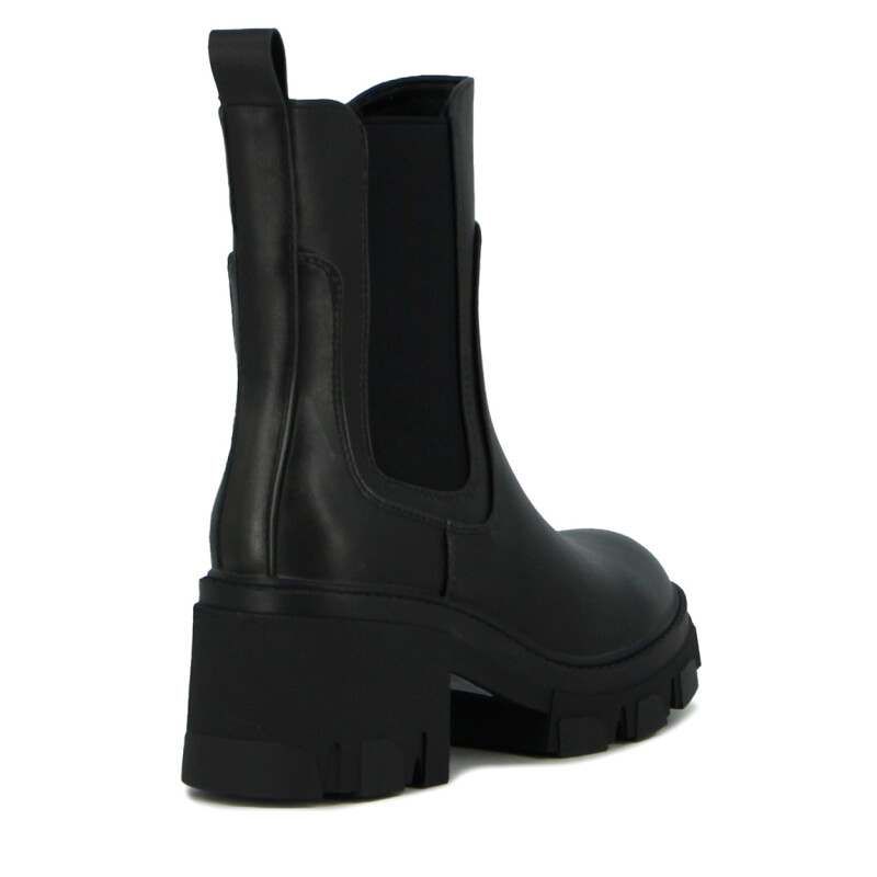 Darkness Bota De Dama C/ Elastico Caña Baja Taco Cuadrado - Negro Negro
