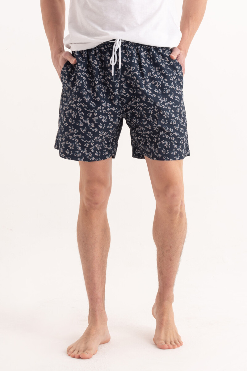 Short de baño estampado Pétalos Azul Marino