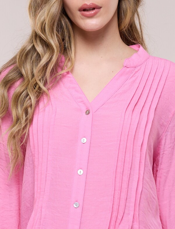 Blusa Con Alforzas En Delantero Y Botones ROSA