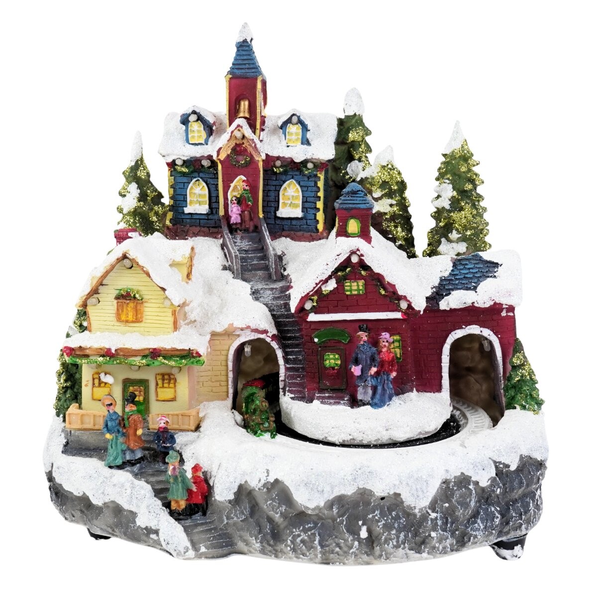 Adorno pueblo navideño con luz 