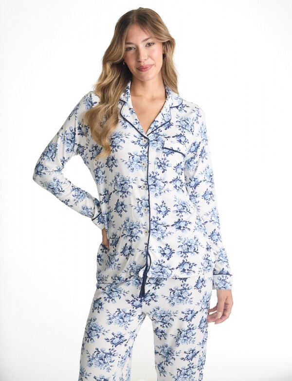 Pijama Con Pantalon BLANCO/AZUL