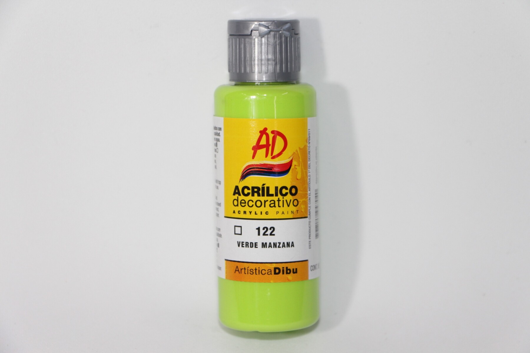 PINTURA ACRILICA ARTISTICA DIBU 60 ML. DIFERENTES COLORES - COLOR VERDE MANZANA 122 