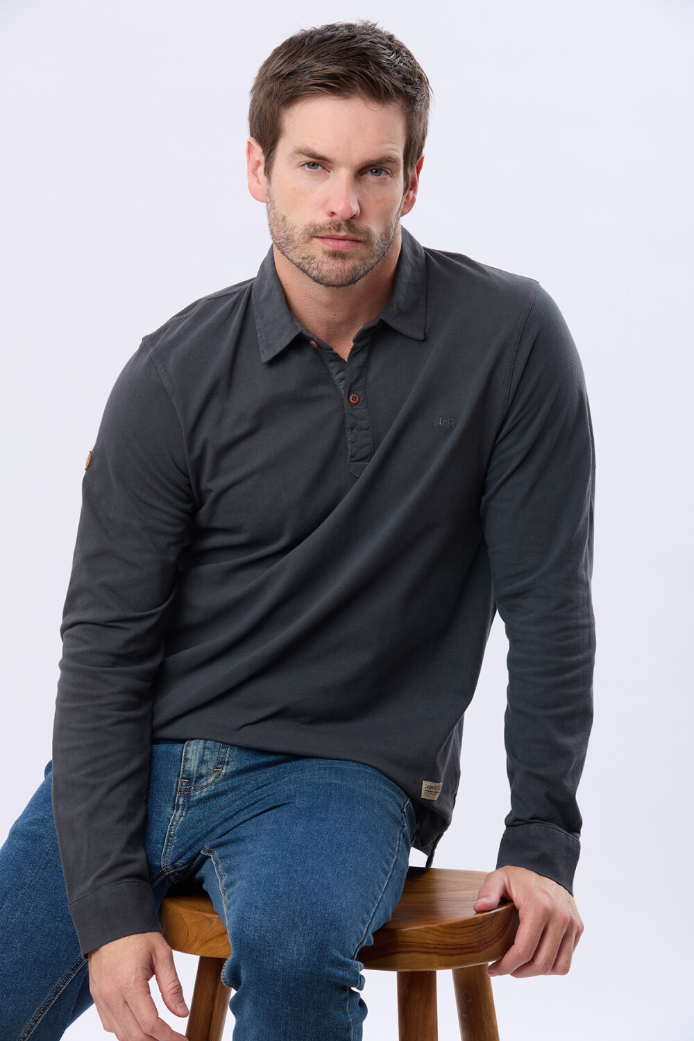 REMERA POLO LISA PIQUE Gris