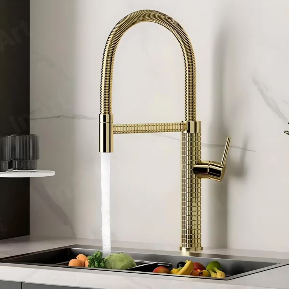 Grifería de cocina Monocomando de mesada Chef Pico móvil Gold Grifería De Cocina Monocomando De Mesada Chef Pico Móvil Gold