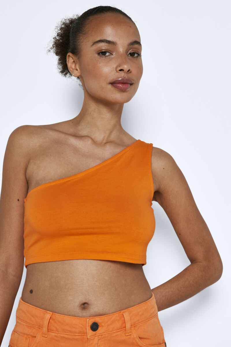 Nmkerry One Shoulder Cropped Top Vibrant Orange