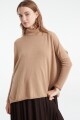 PONCHO LARGE COL ROULE Camel