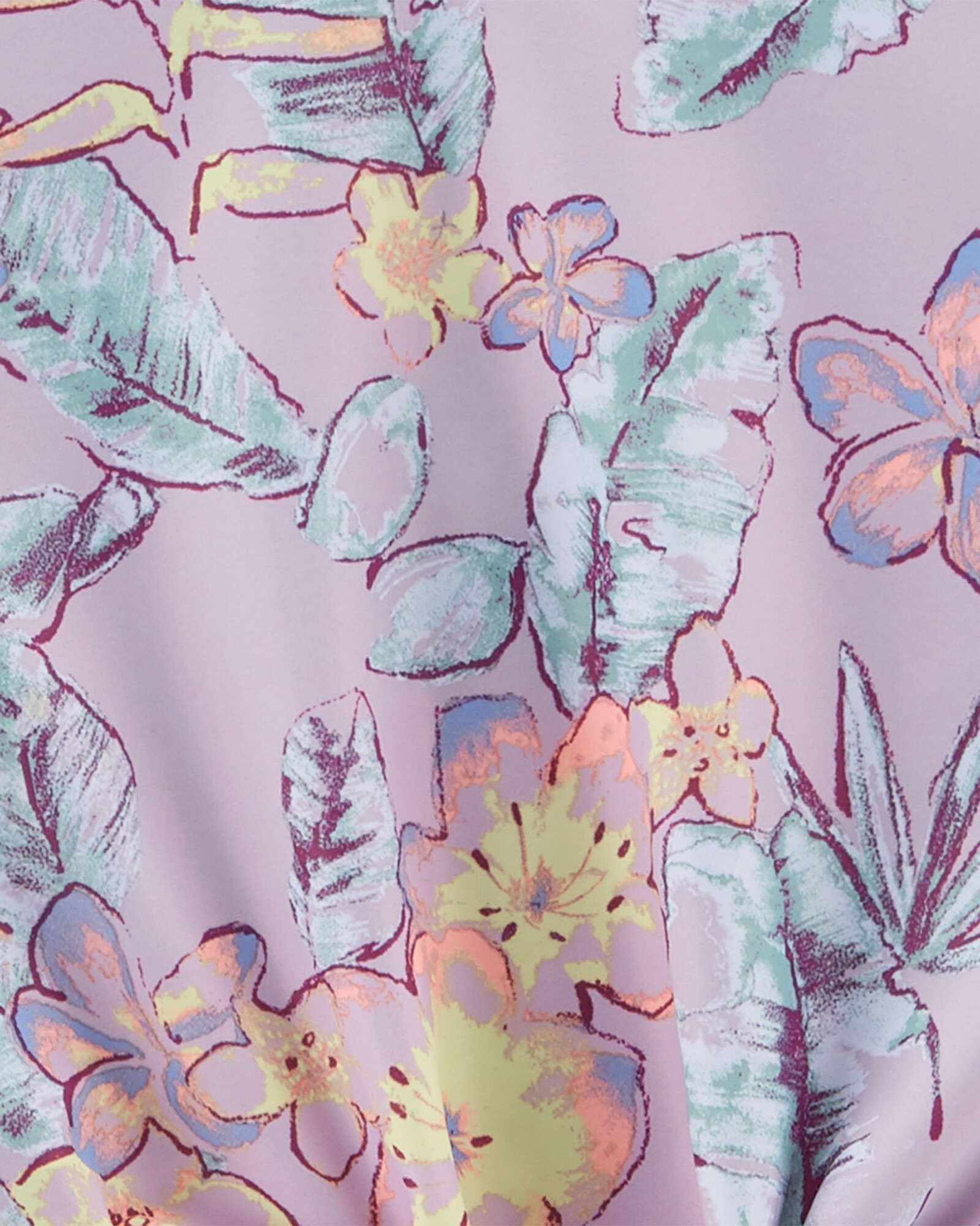 Malla de baño dos piezas, protección UPF 50+, manga larga y diseño floral Sin color