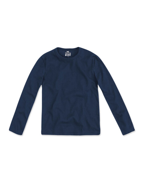 CAMISETA BÁSICA UNISSEX INFANTIL MANGA LARGA AZUL