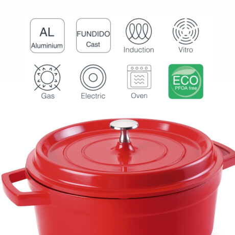 Cacerola 24 cm Aluminio Fundido 4,2 Litros Roja Lacor Cacerola 24 cm Aluminio Fundido 4,2 Litros Roja Lacor