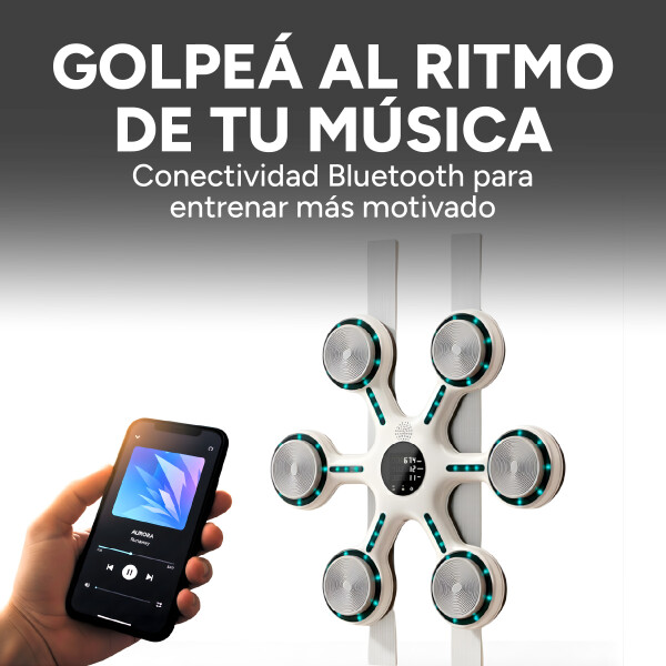 Máquina De Boxeo Bluetooth Música Luces + Guantes Entrena Color Blanco