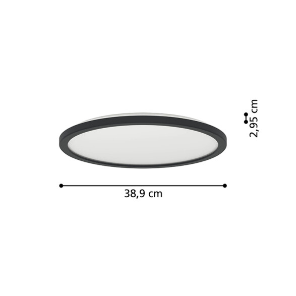 Plafón negro LED red. 18,5W blanco dinámico Ø389mm EG3615
