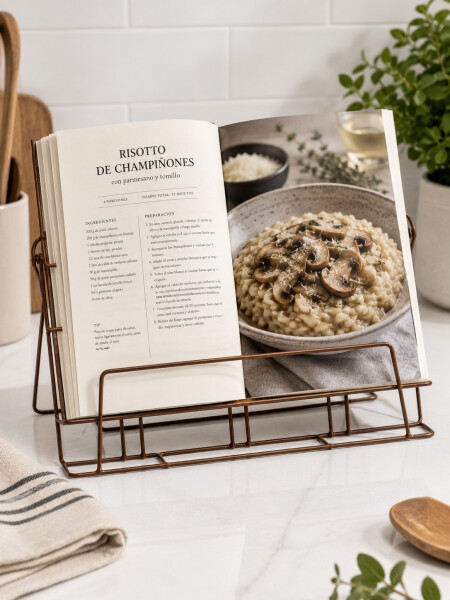 SOPORTE PARA LIBRO DE COCINA DORADO