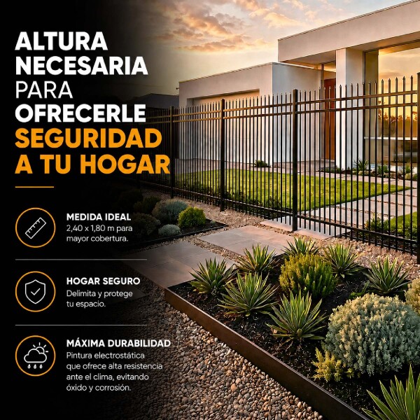 Cerco Reja Perimetral Seguridad Hierro Panel 2,40m x 1,80m Color Negro