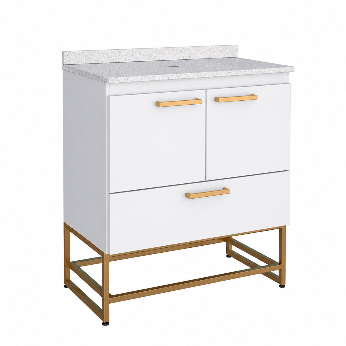 Mueble Baño En Madera Con Patas Suez Blanco + Encimera Sin Bacha 