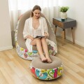 Sillón Inflable Con Puff Sofá Con Apoyapies Gris