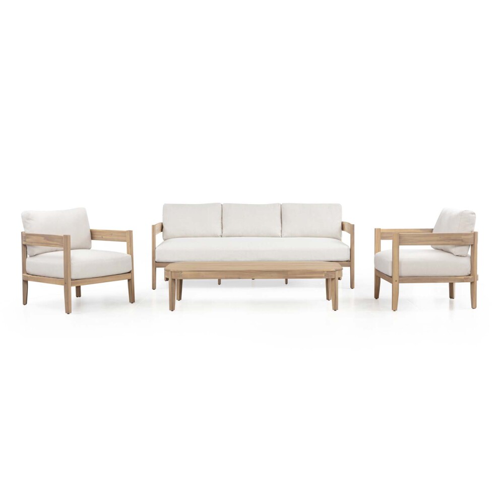 SET DE LIVING MADERA-ACACIA NATURAL-BEIGE CRUZ